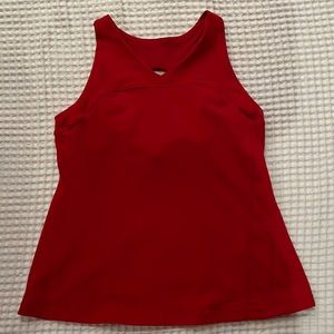 Lululemon, red, yoga top, zipper pocket on the back, size 10. Used. Short torso